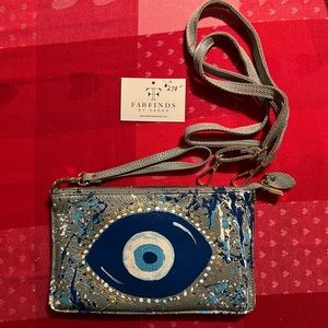 Hand painted evil eye crossbody bag Brand New 🧿